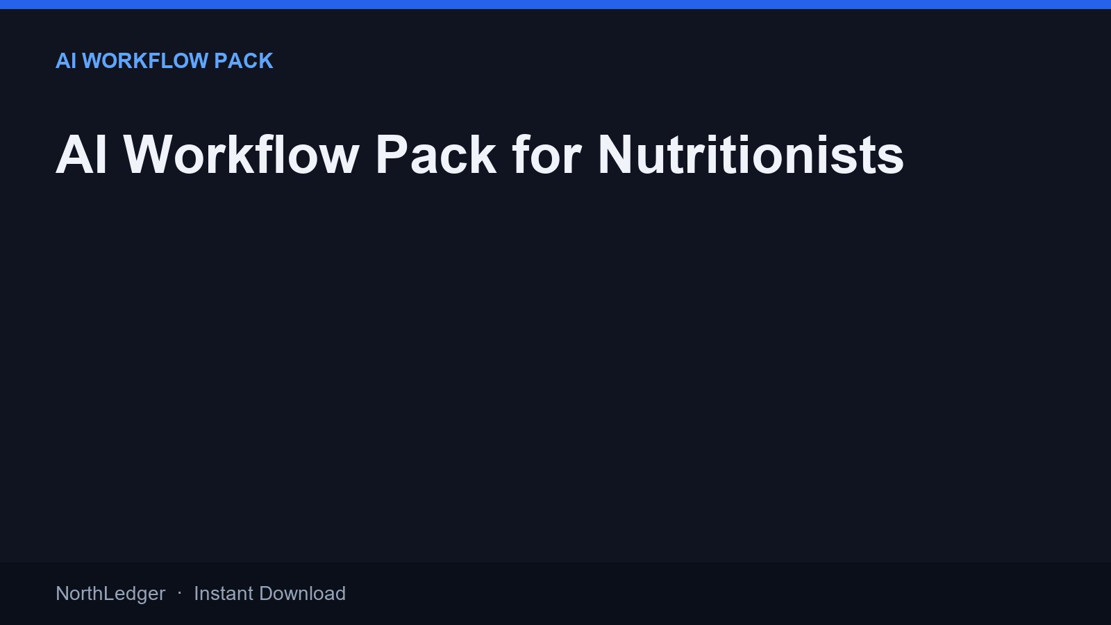 AI Workflow Pack for Nutritionists