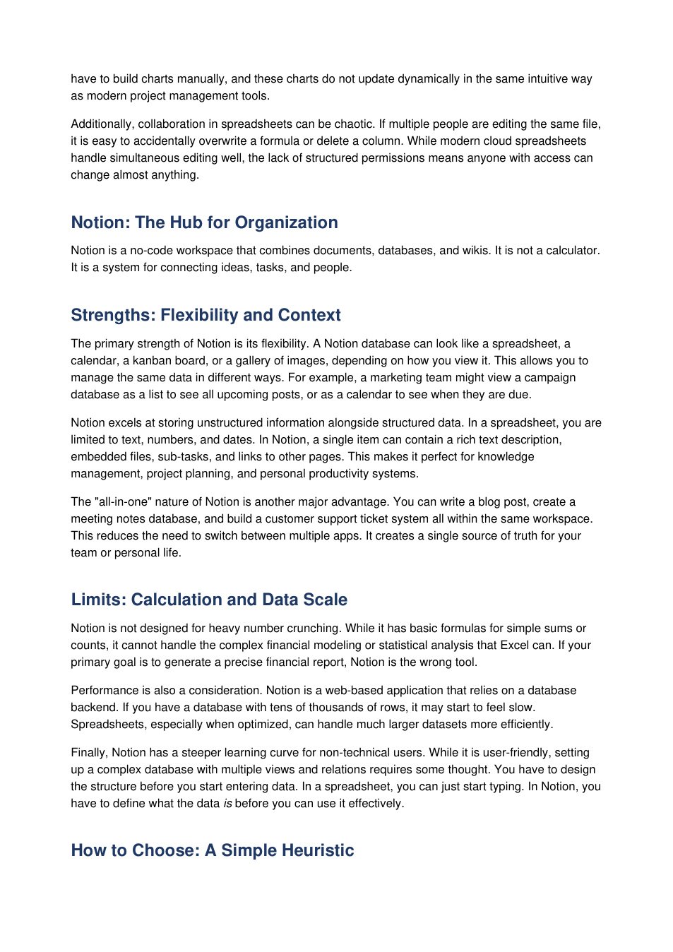 Notion vs Spreadsheets: A Practical Chooser's Guide