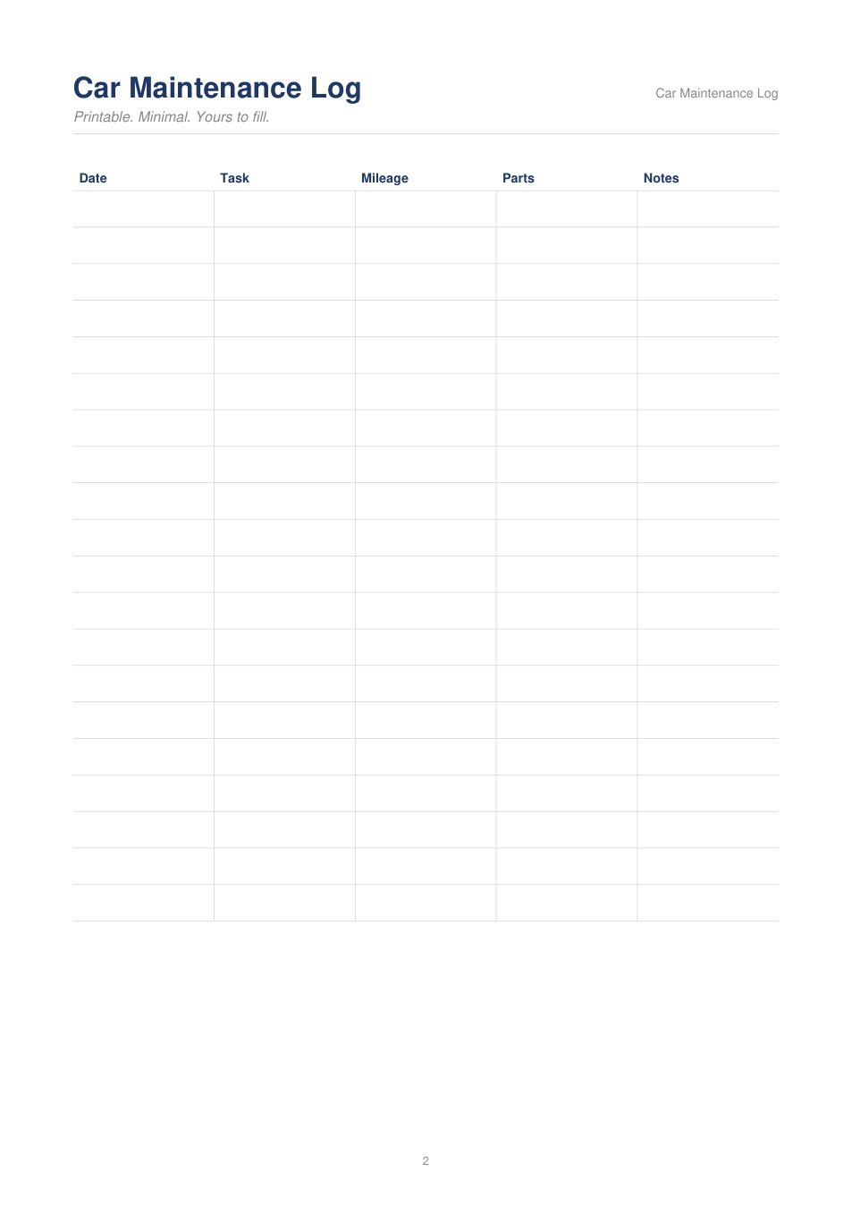 Car Maintenance Log