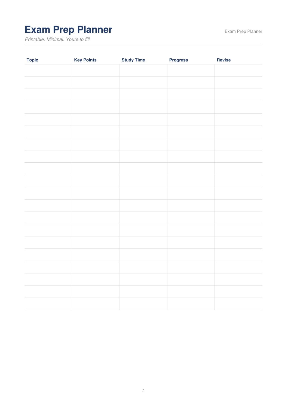 Exam Prep Planner