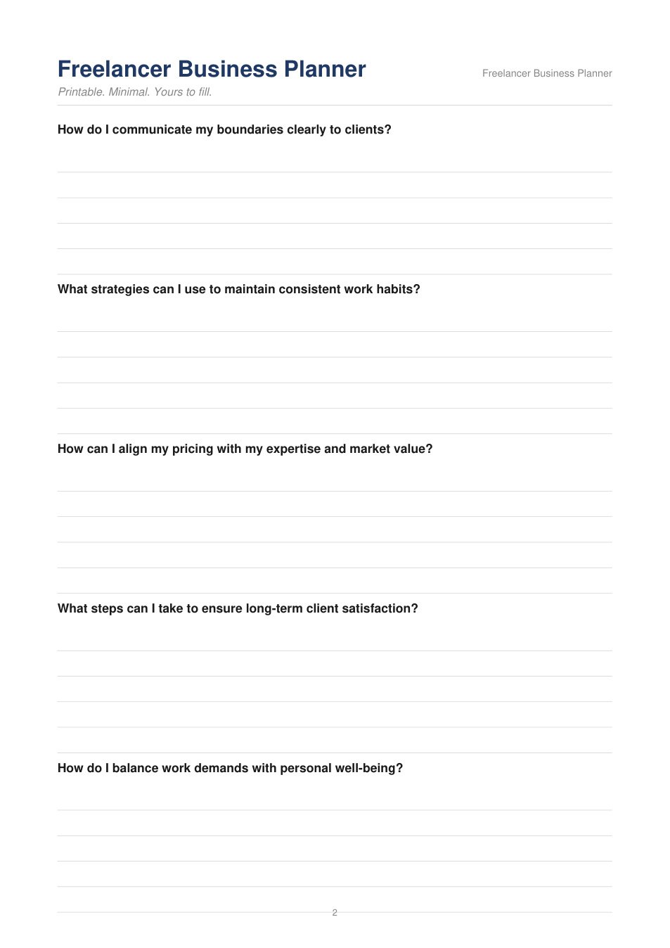 Freelancer Business Planner