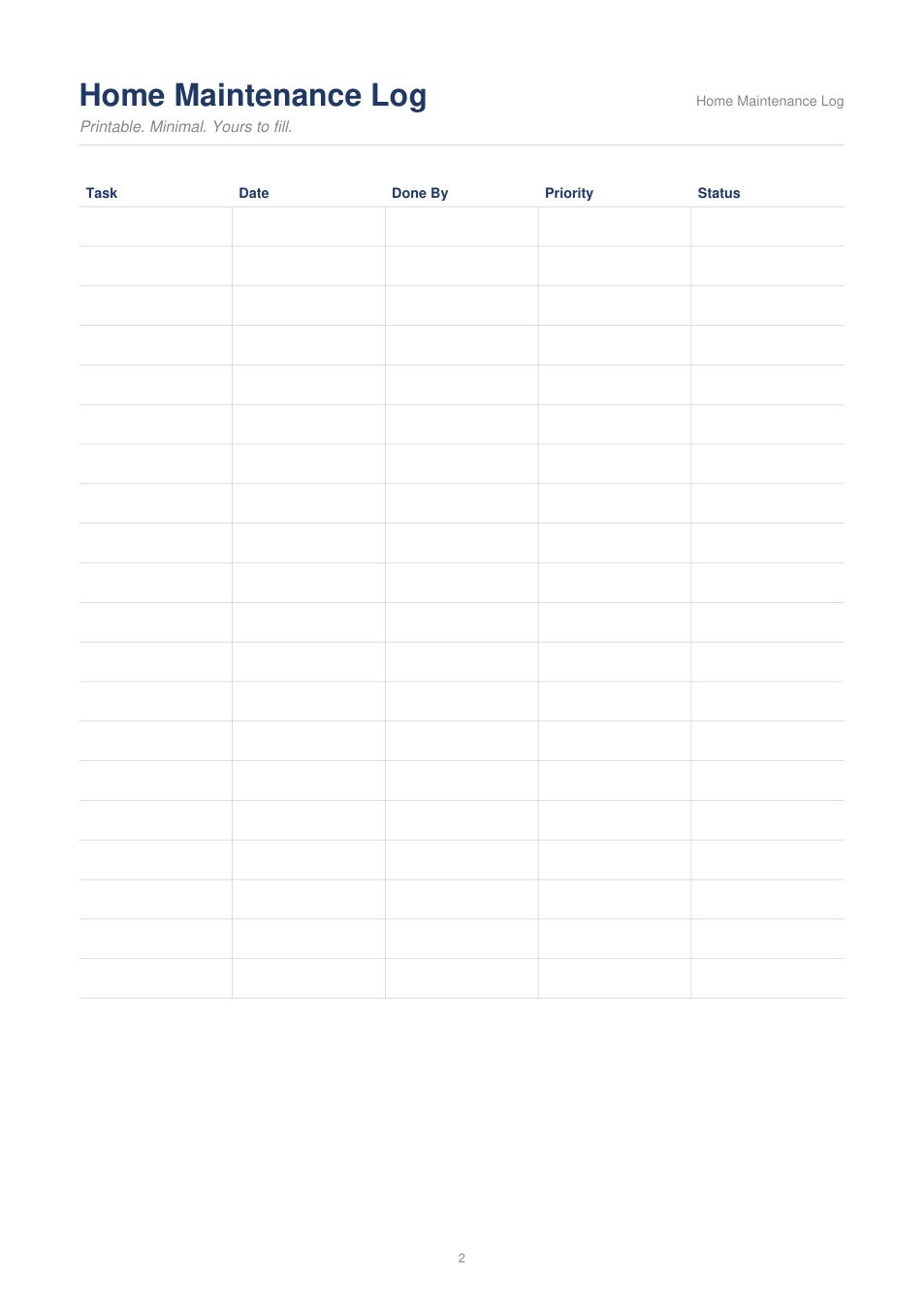 Home Maintenance Log