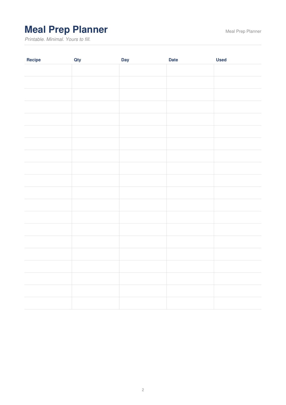 Meal Prep Planner