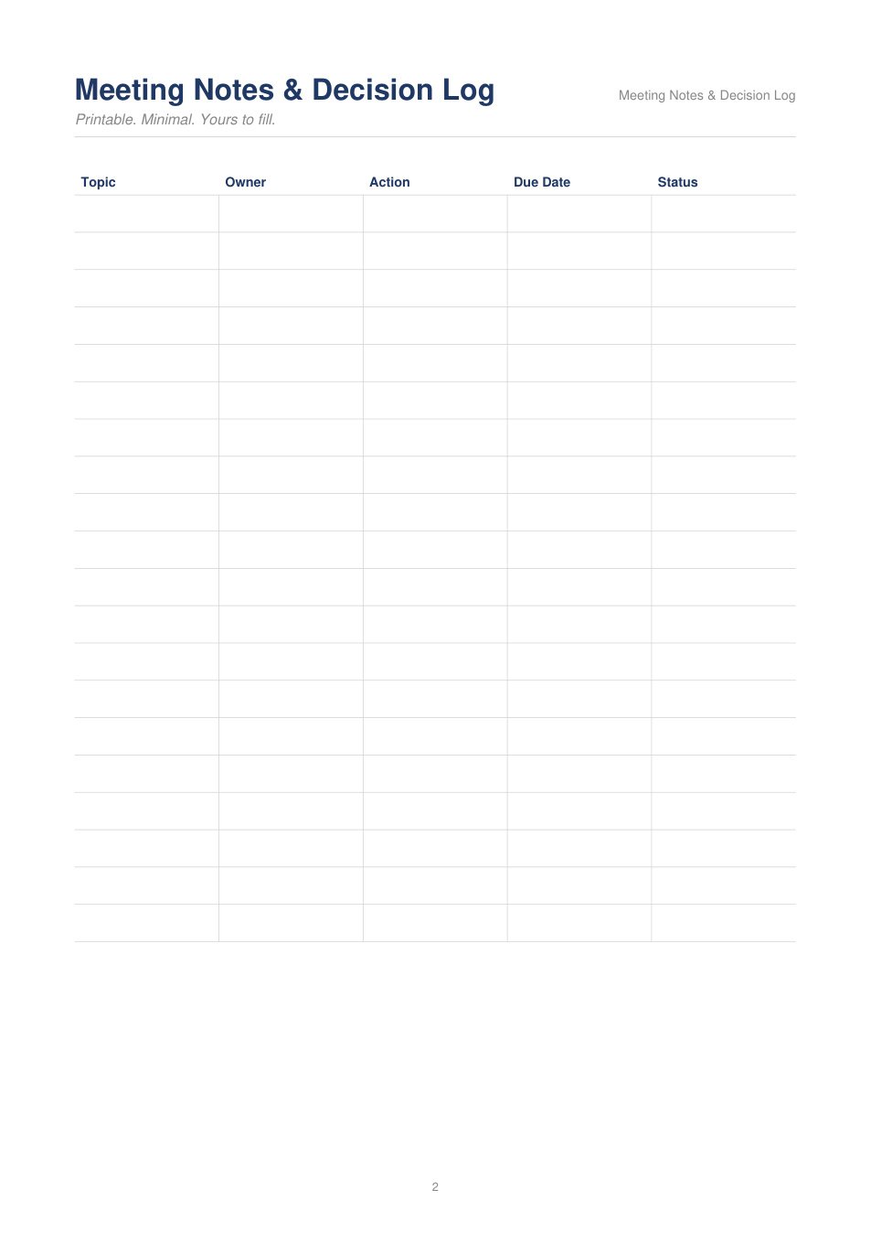 Meeting Notes & Decision Log
