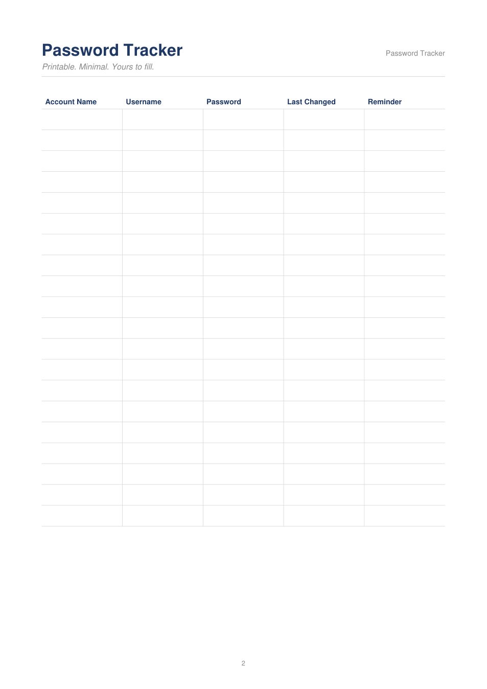 Password Tracker