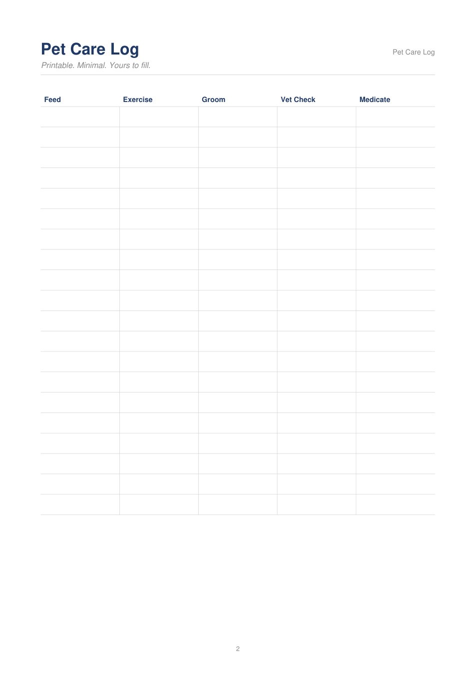 Pet Care Log