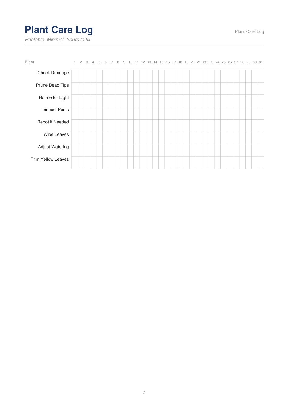 Plant Care Log