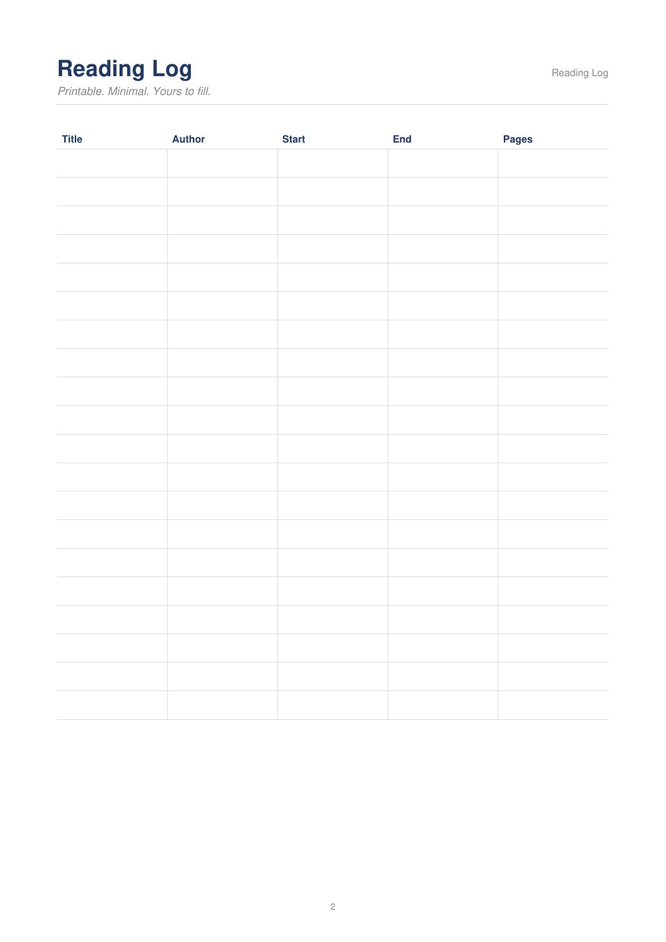 Reading Log