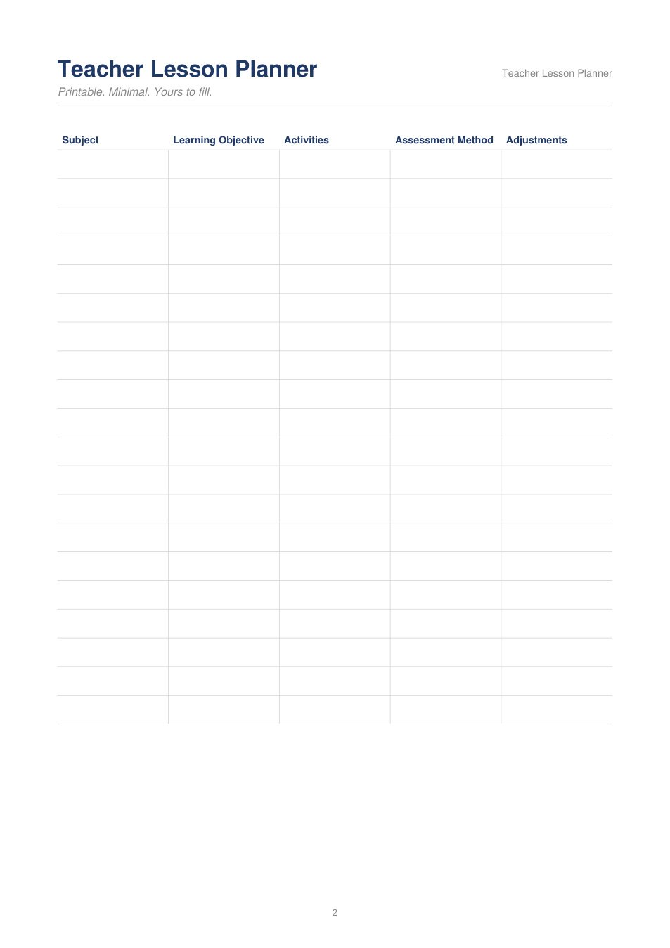 Teacher Lesson Planner