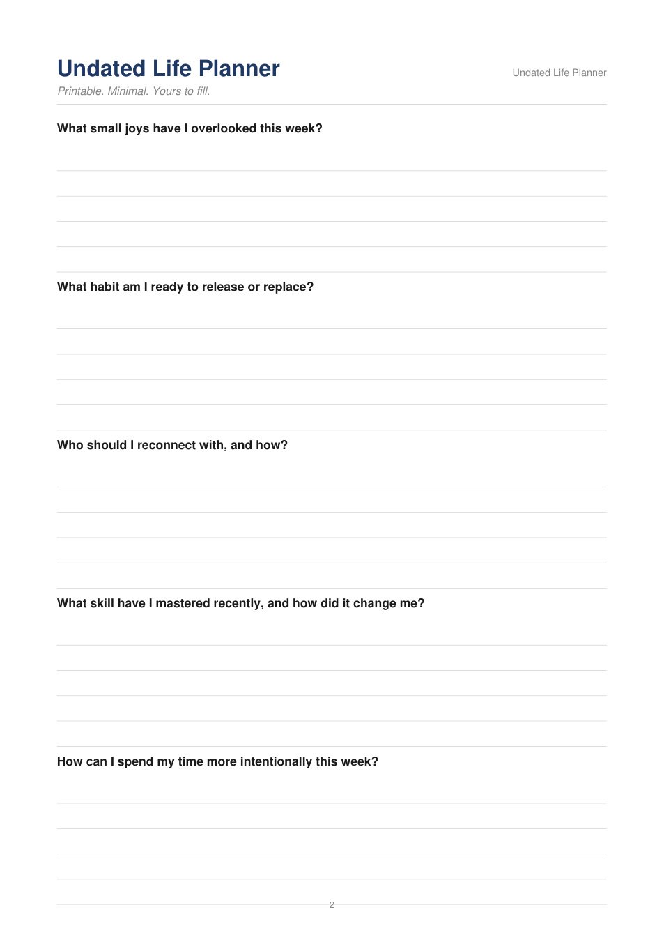 Undated Life Planner