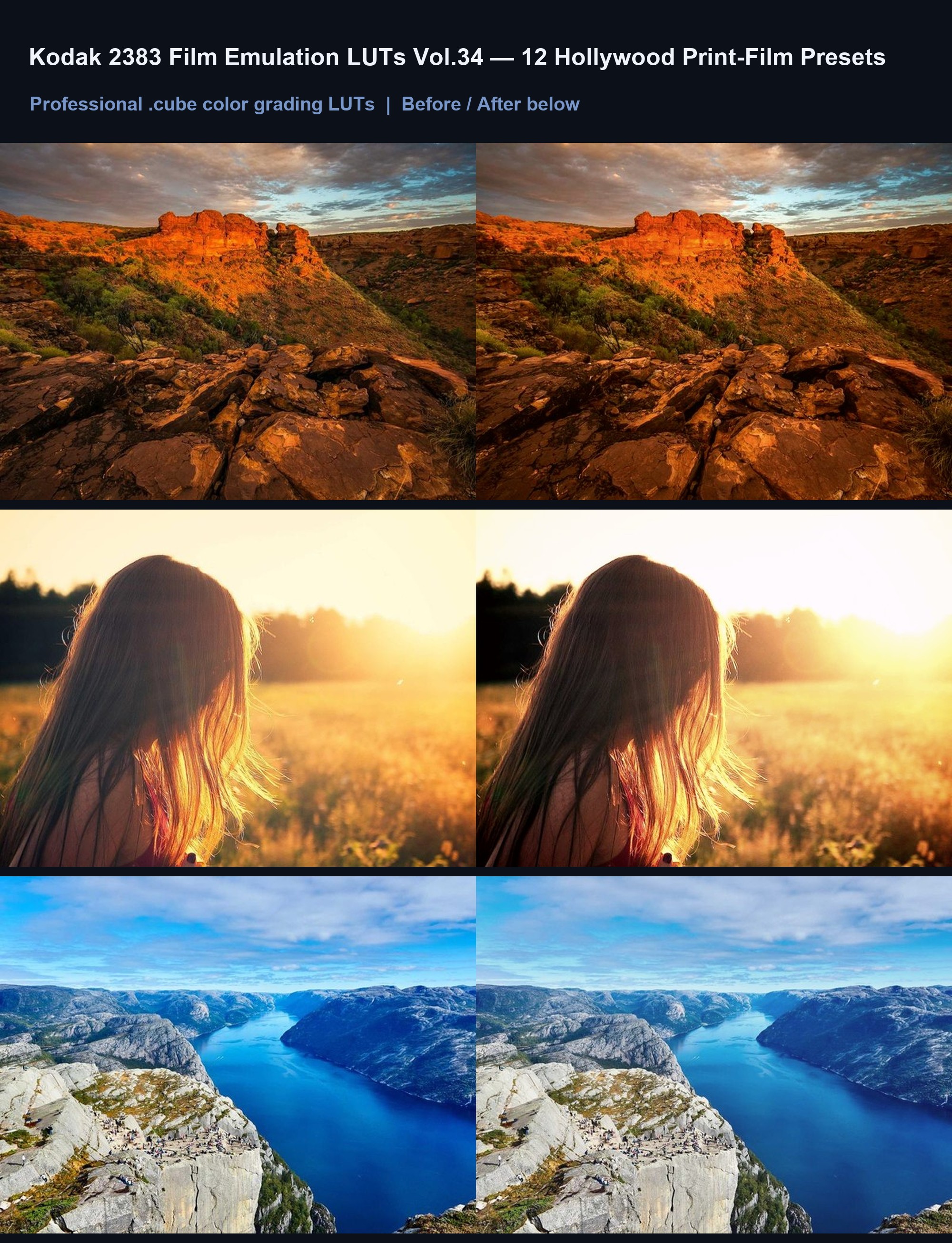 Kodak 2383 Film Emulation LUTs Vol.34 - 12 Hollywood Print Presets