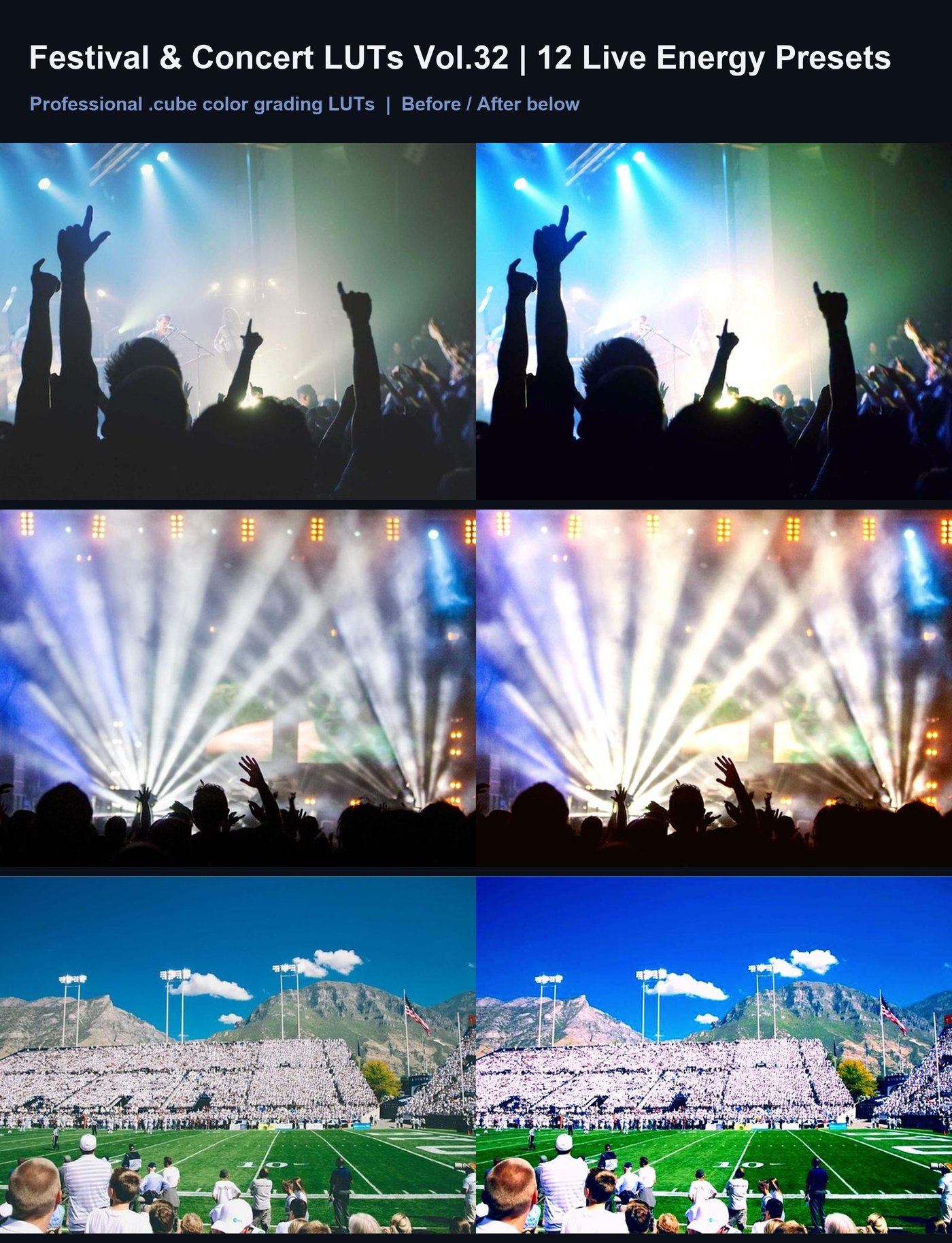 Festival & Concert LUTs Vol.32 | 12 Live Energy Presets