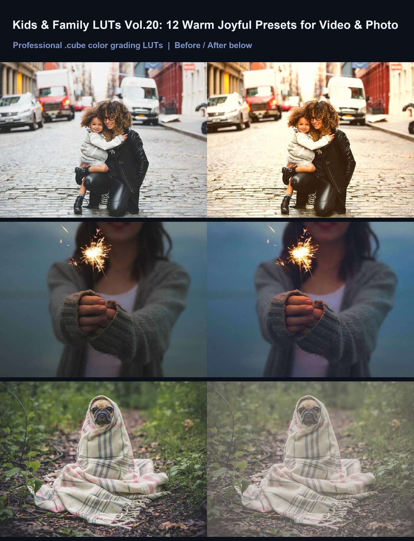Kids & Family LUTs Vol.20: 12 Warm Joyful Presets for Video & Photo