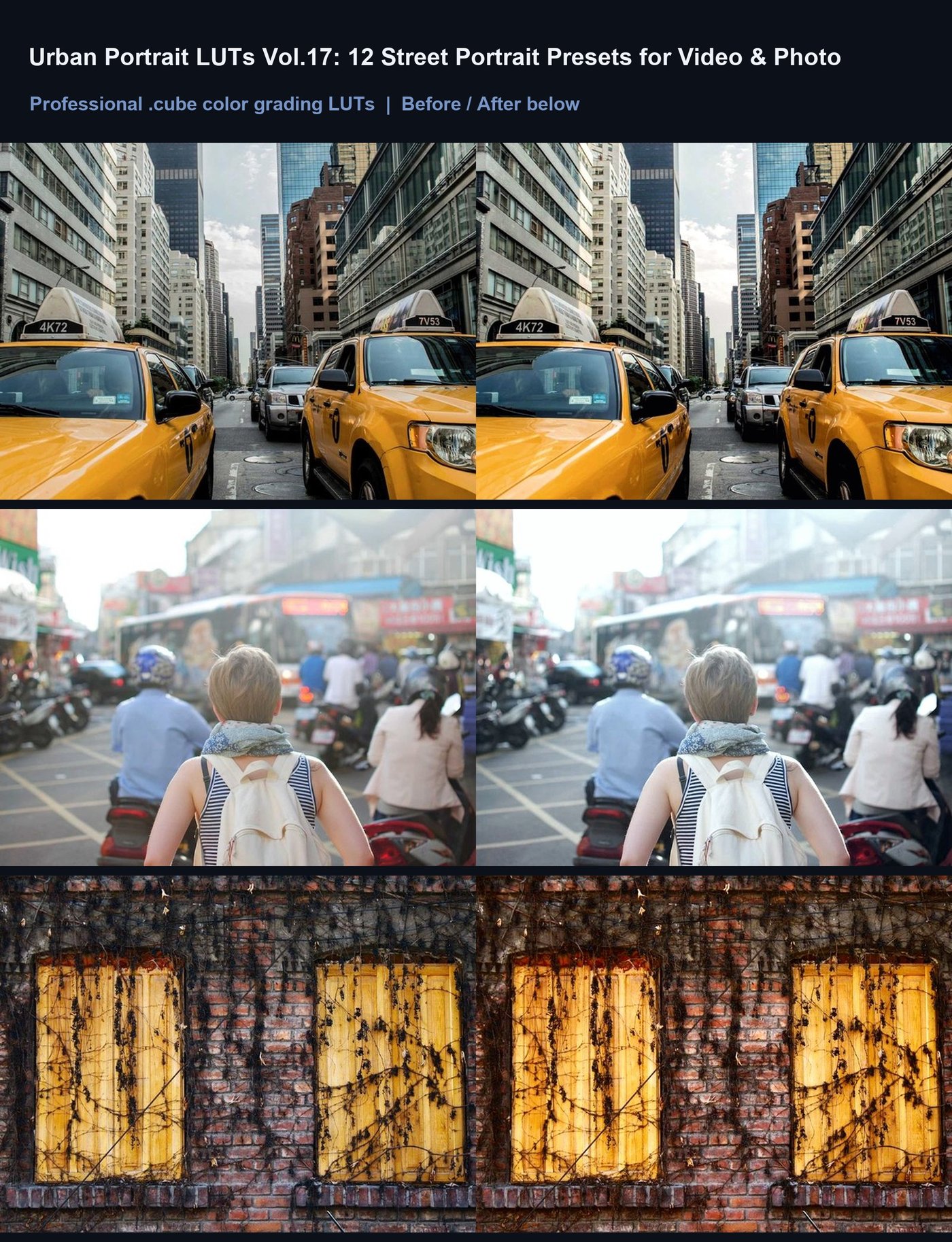 Urban Portrait LUTs Vol.17: 12 Street Portrait Presets for Video & Photo