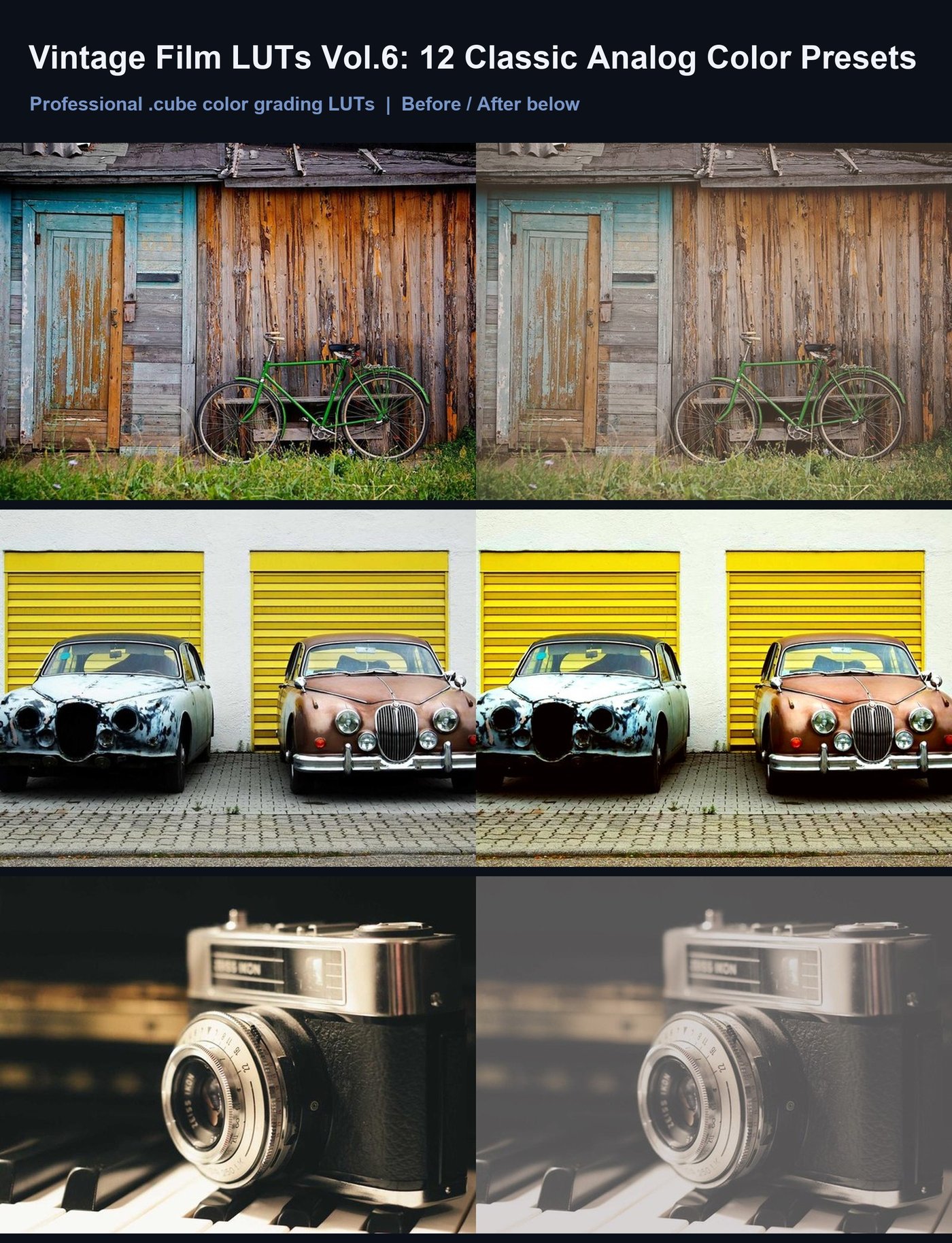Vintage Film LUTs Vol.6: 12 Classic Analog Color Presets