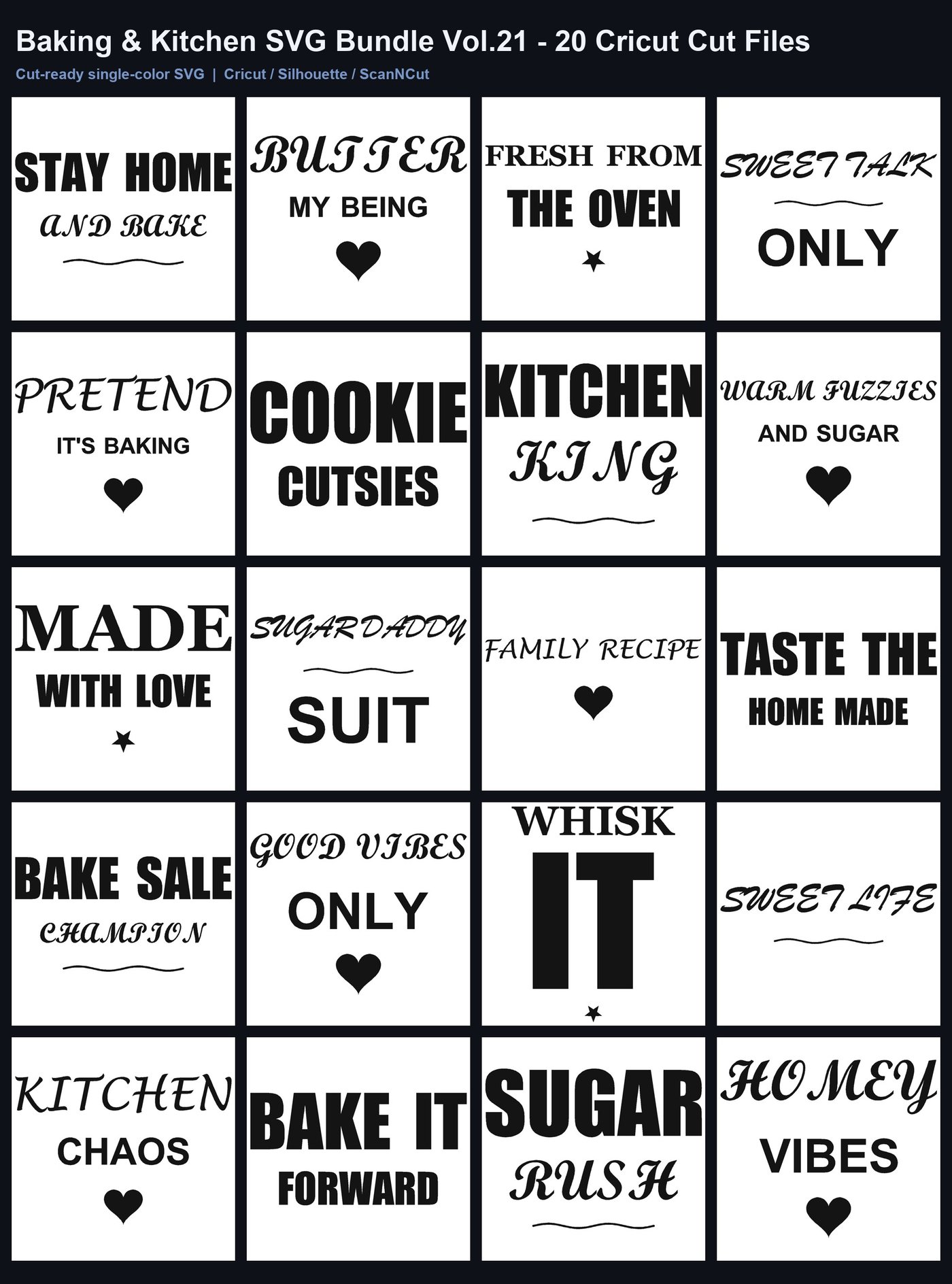 Baking & Kitchen SVG Bundle Vol.21 - 20 Cricut Cut Files