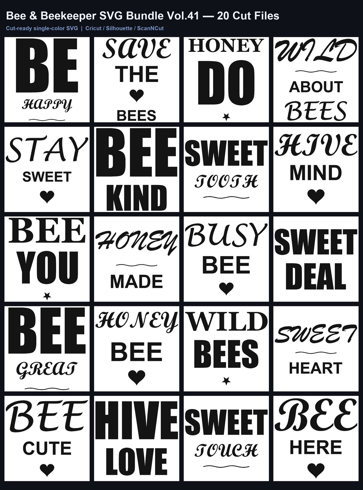 Bee & Beekeeper SVG Bundle Vol.41 - 20 Cut Files