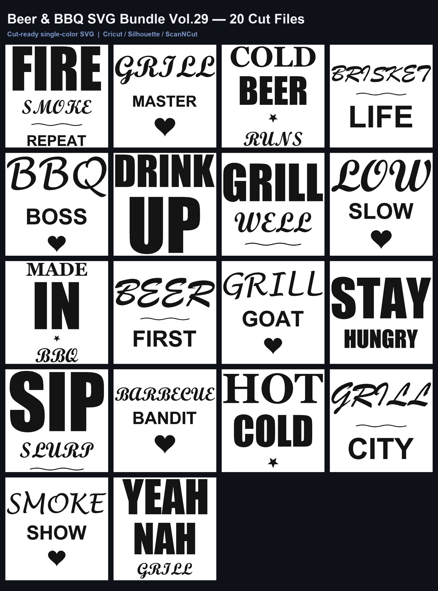 Beer & BBQ SVG Bundle Vol.29 | 20 Grill Master & Cold Beer Cut Files