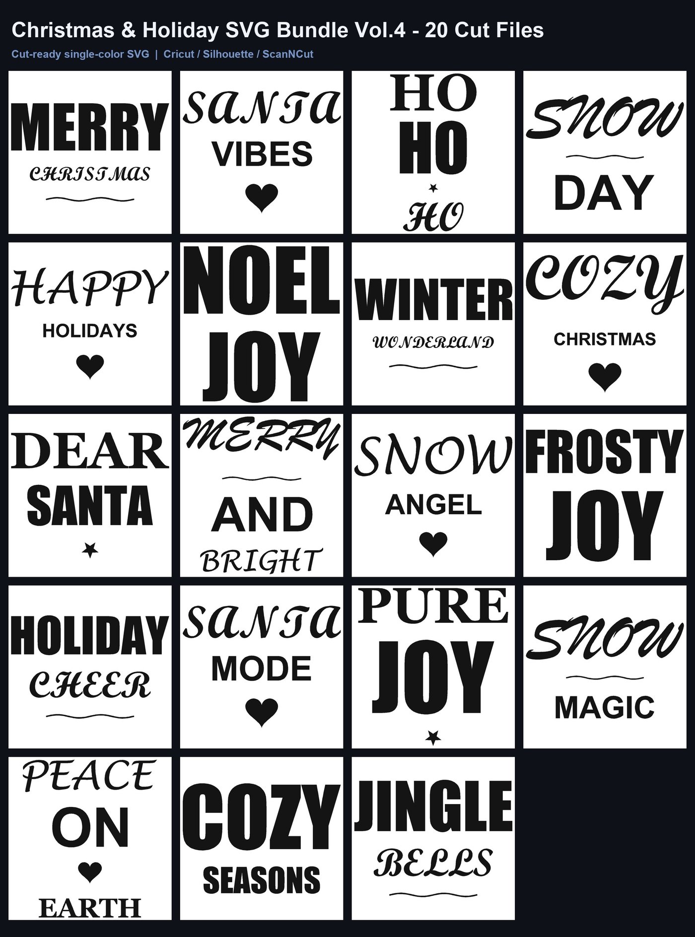 Christmas & Holiday SVG Bundle Vol.4 - 20 Cut Files