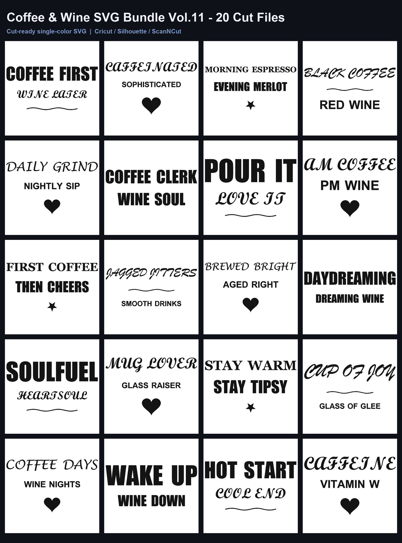 Coffee & Wine SVG Bundle Vol.11 - 20 Cut Files
