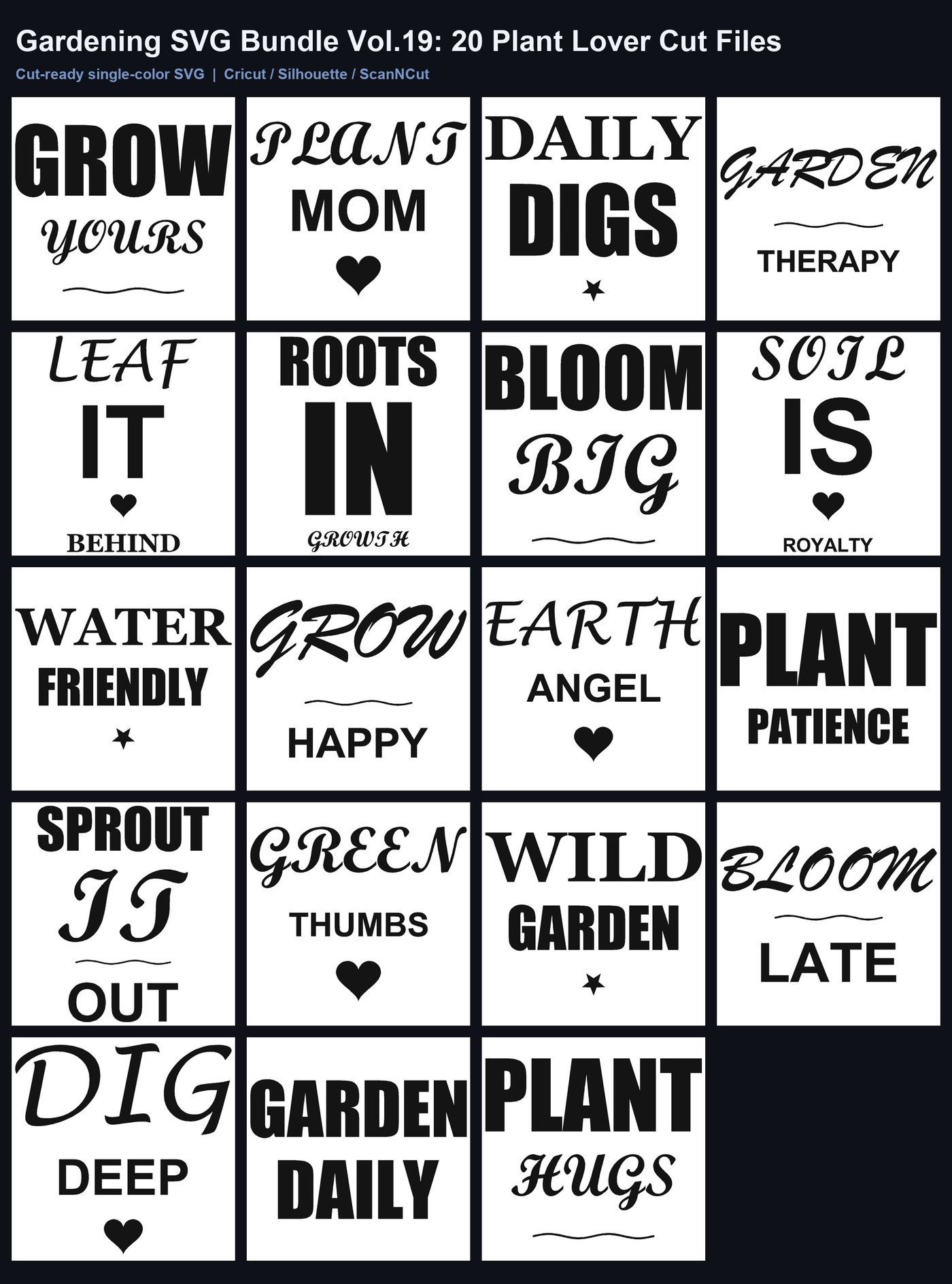 Gardening SVG Bundle Vol.19: 20 Plant Lover Cut Files