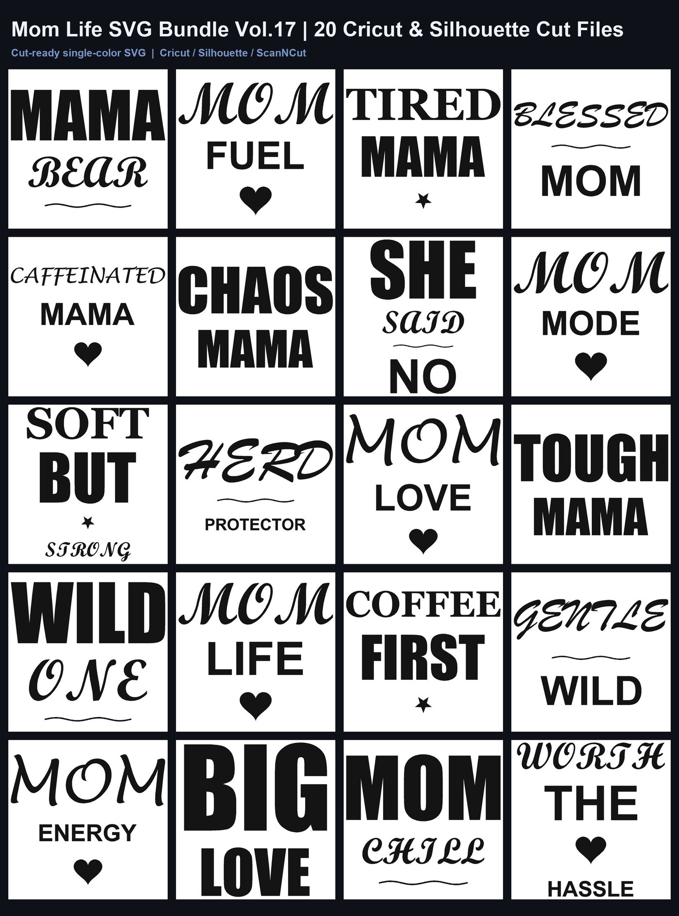 Mom Life SVG Bundle Vol.17 | 20 Cricut & Silhouette Cut Files