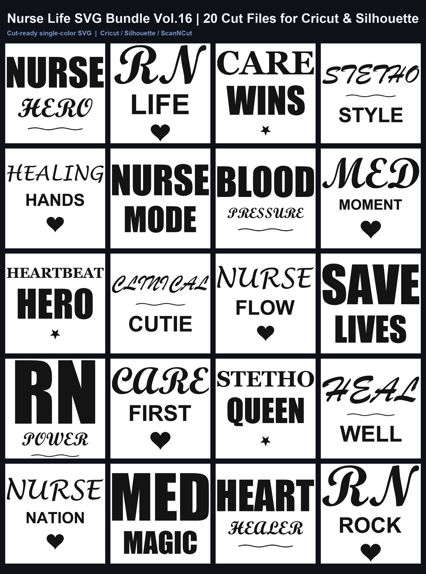 Nurse Life SVG Bundle Vol.16 | 20 Cut Files for Cricut & Silhouette