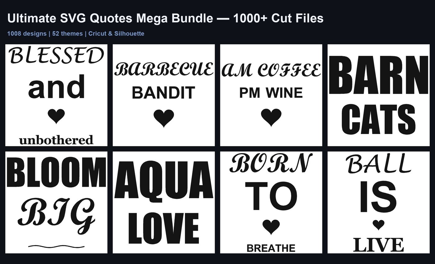 1008 SVG Quote Bundle | Cricut & Silhouette Cut Files