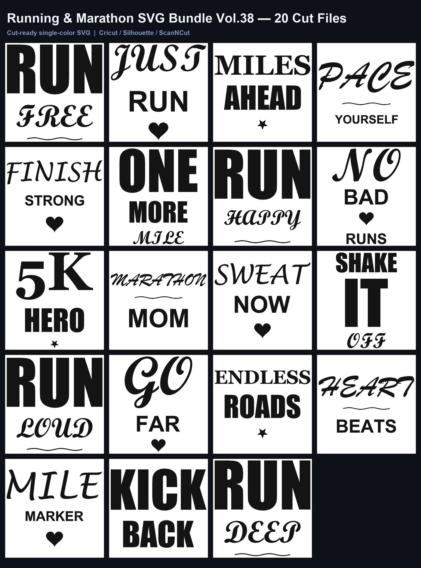 Running & Marathon SVG Bundle Vol.38 - 20 Cut Files