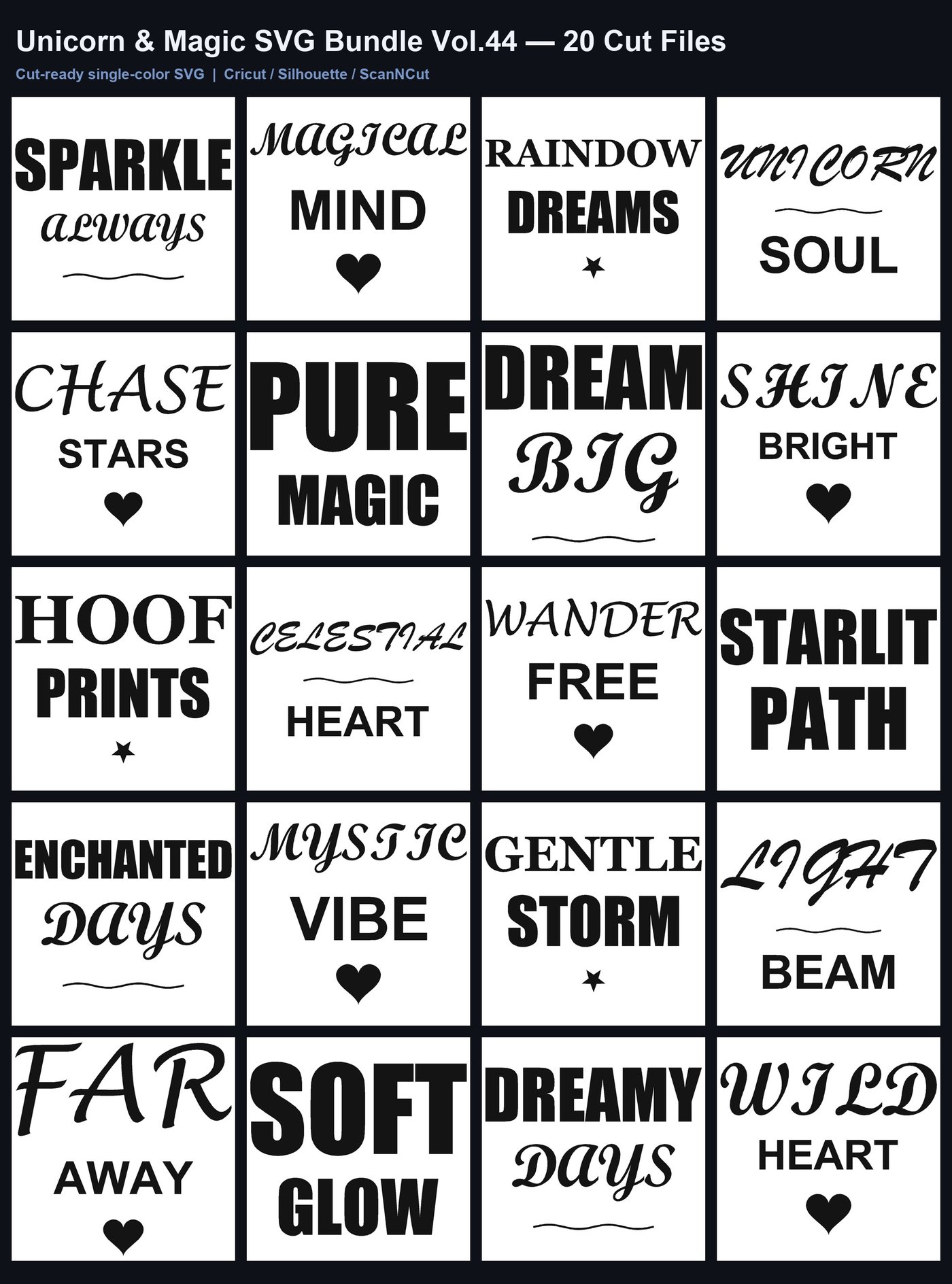 Unicorn & Magic SVG Bundle Vol.44 - 20 Cut Files
