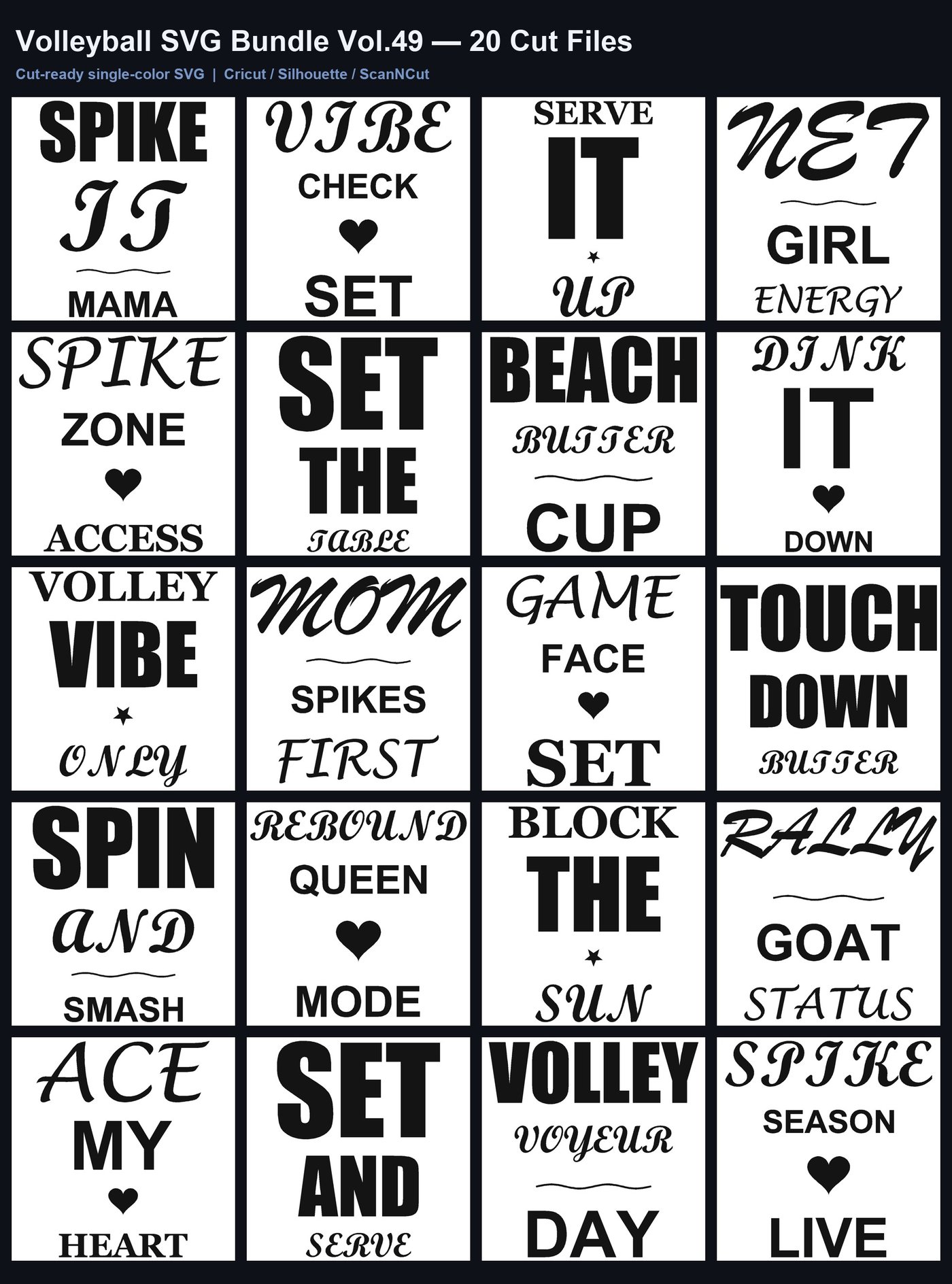 Volleyball SVG Bundle Vol.49: 20 Cut Files for Cricut & Silhouette